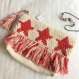NWT Shiraleah Chicago Star clutch bag with tassels